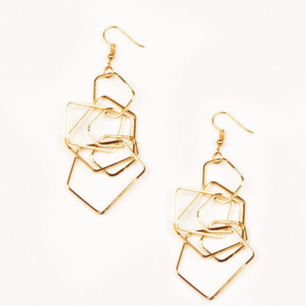Five-sided Penthouse Gold Earrings